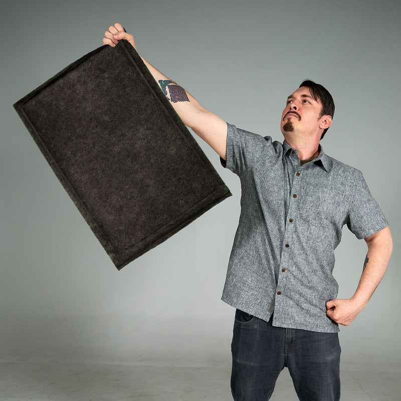 Yoor_Air_Carbon_Filter_Mike_Shelton_holding_super_hero_HVAC_filter_owner_of_Minnesota_based_furnace_filtration_company